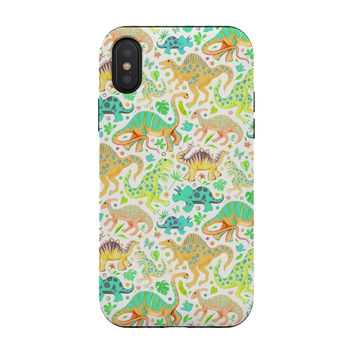 iPhone Xs / X StrongFit Happy Dinos in Citrus Colors by Micklyn Le Feuvre