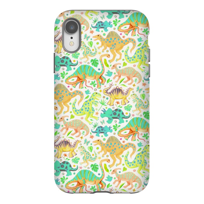 iPhone Xr StrongFit Happy Dinos in Citrus Colors by Micklyn Le Feuvre