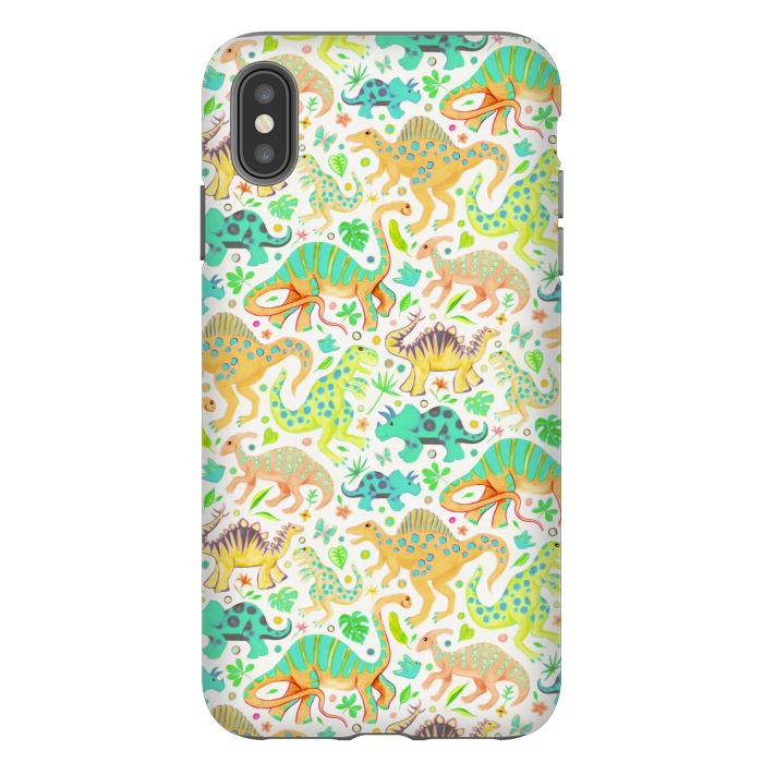 iPhone Xs Max StrongFit Happy Dinos in Citrus Colors by Micklyn Le Feuvre