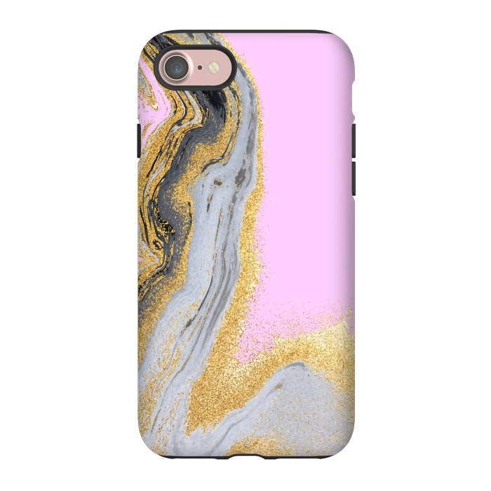 iPhone 7 StrongFit Black and golden liquid marble texture by ArtsCase