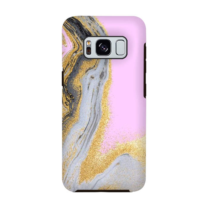 Galaxy S8 StrongFit Black and golden liquid marble texture by ArtsCase