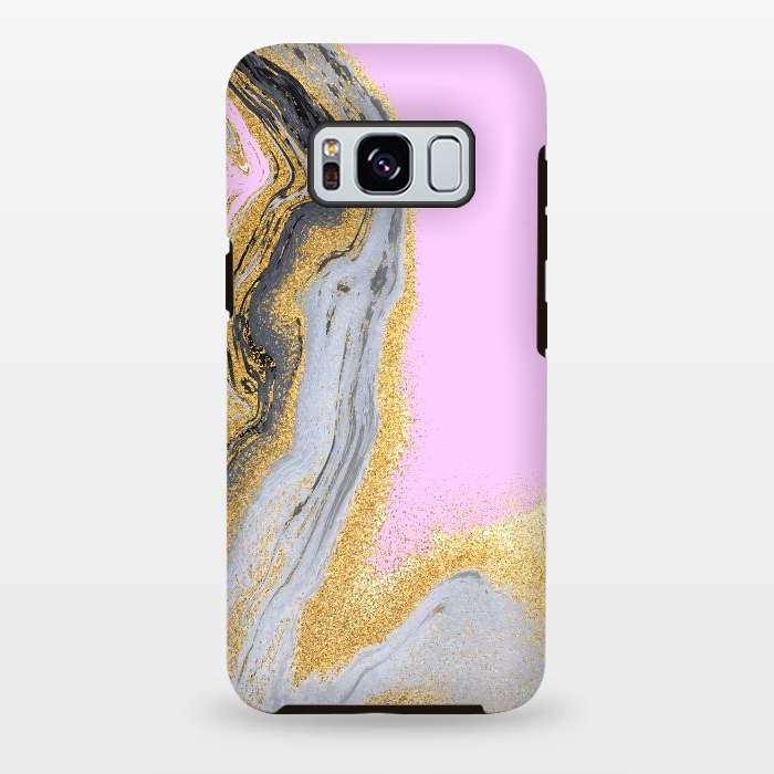Galaxy S8 plus StrongFit Black and golden liquid marble texture by ArtsCase