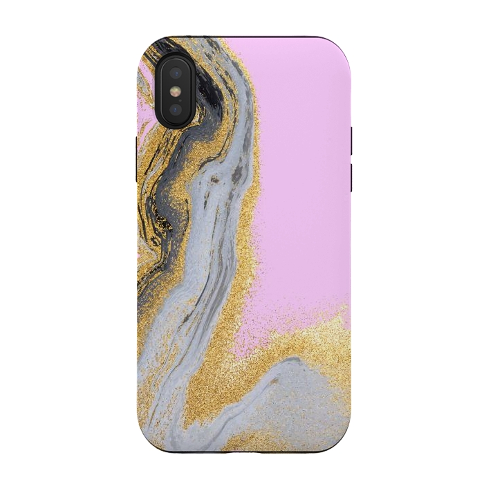 iPhone Xs / X StrongFit Black and golden liquid marble texture by ArtsCase