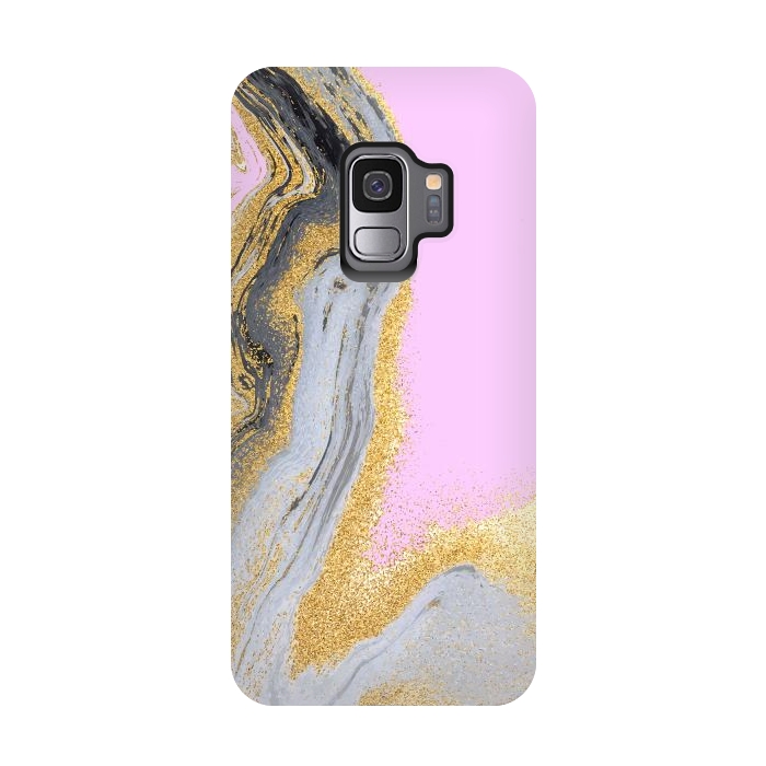 Galaxy S9 StrongFit Black and golden liquid marble texture by ArtsCase