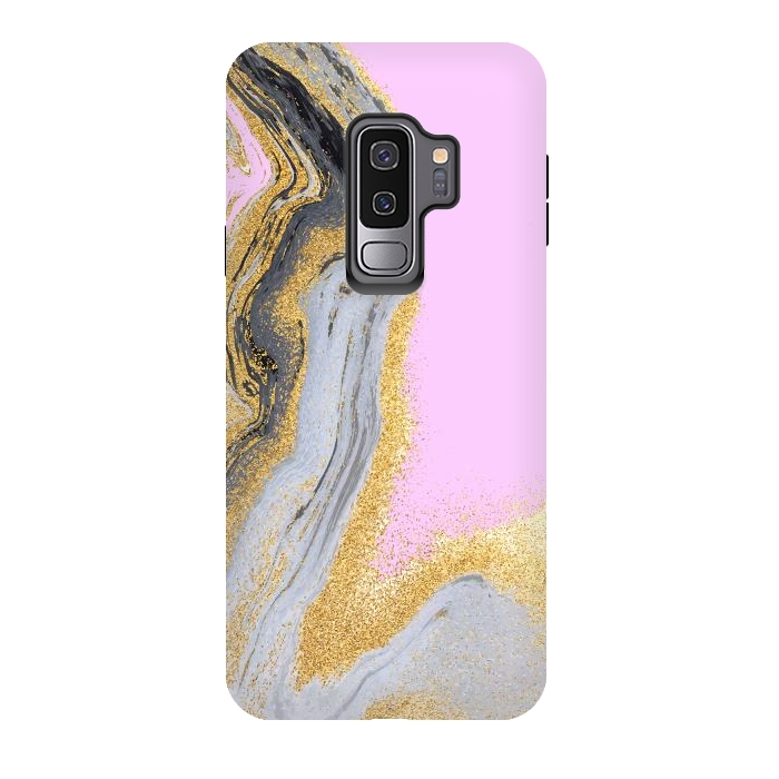 Galaxy S9 plus StrongFit Black and golden liquid marble texture by ArtsCase