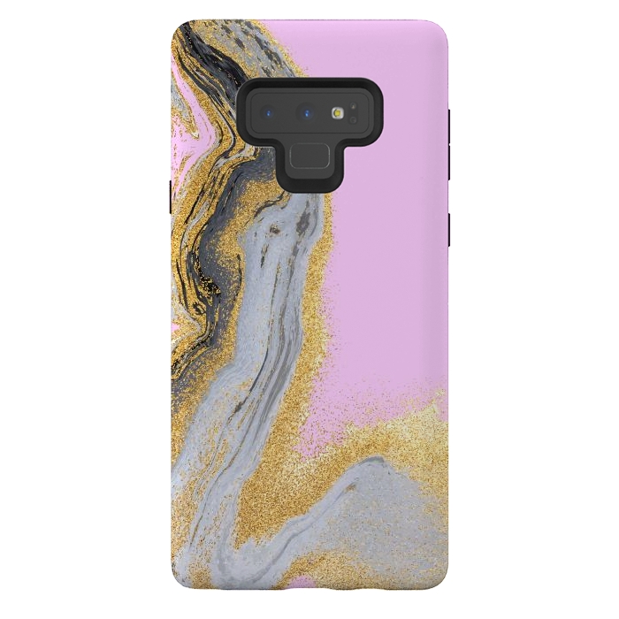 Galaxy Note 9 StrongFit Black and golden liquid marble texture by ArtsCase