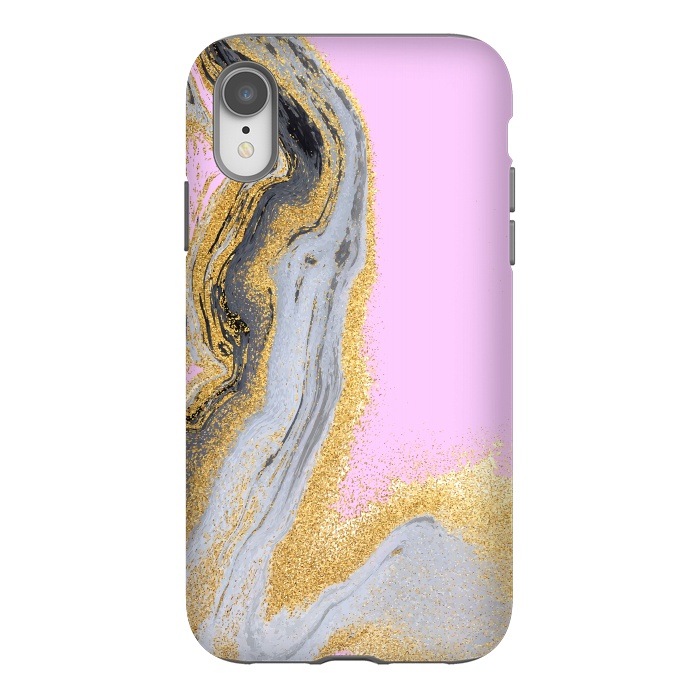iPhone Xr StrongFit Black and golden liquid marble texture by ArtsCase