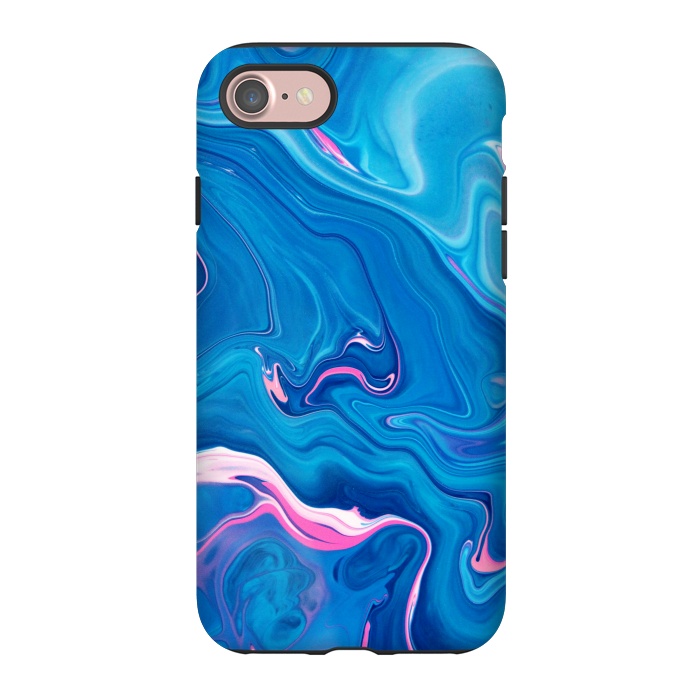 iPhone 7 StrongFit Abstract Marble Painting Blue Pink Orange by ArtsCase