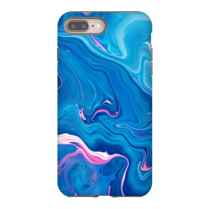 iPhone 7 plus StrongFit Abstract Marble Painting Blue Pink Orange by ArtsCase