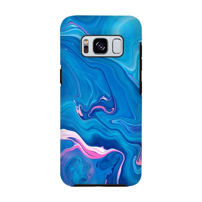 Galaxy S8 StrongFit Abstract Marble Painting Blue Pink Orange by ArtsCase