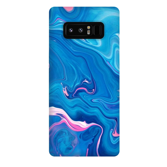 Galaxy Note 8 StrongFit Abstract Marble Painting Blue Pink Orange by ArtsCase