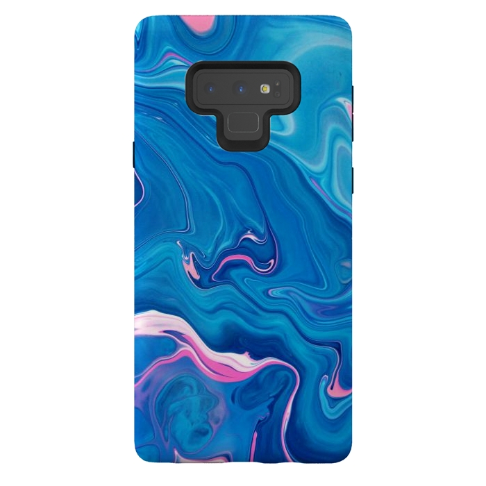 Galaxy Note 9 StrongFit Abstract Marble Painting Blue Pink Orange by ArtsCase