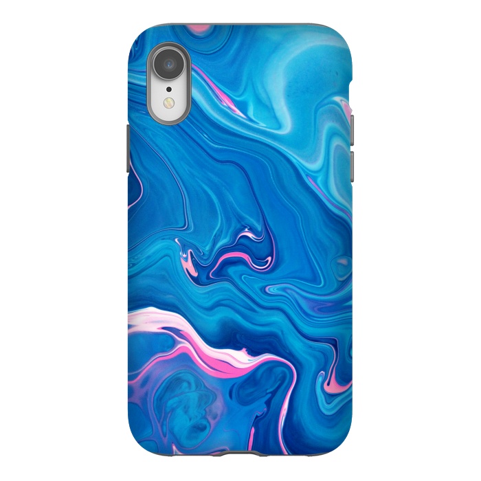 iPhone Xr StrongFit Abstract Marble Painting Blue Pink Orange by ArtsCase