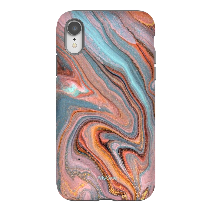 iPhone Xr StrongFit Blue and Gold liquid by ArtsCase