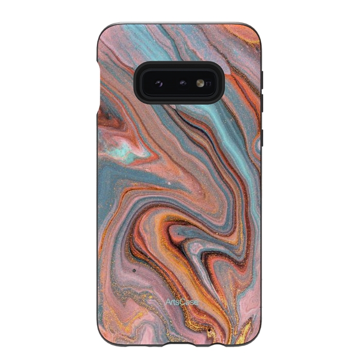 Galaxy S10e StrongFit Blue and Gold liquid by ArtsCase