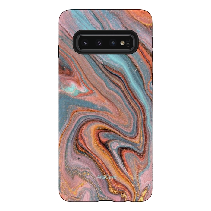 Galaxy S10 StrongFit Blue and Gold liquid by ArtsCase