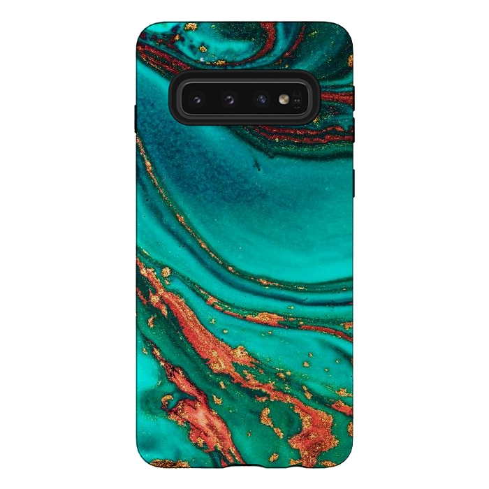 Galaxy S10 StrongFit Golden swirl, Marble artistic design by ArtsCase