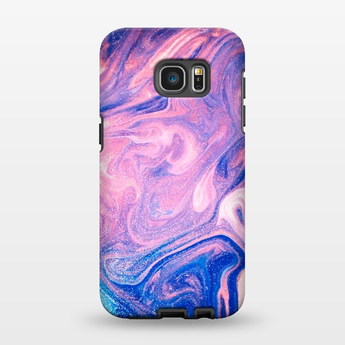 Galaxy S7 EDGE StrongFit Pink and Blue Marbling art by ArtsCase