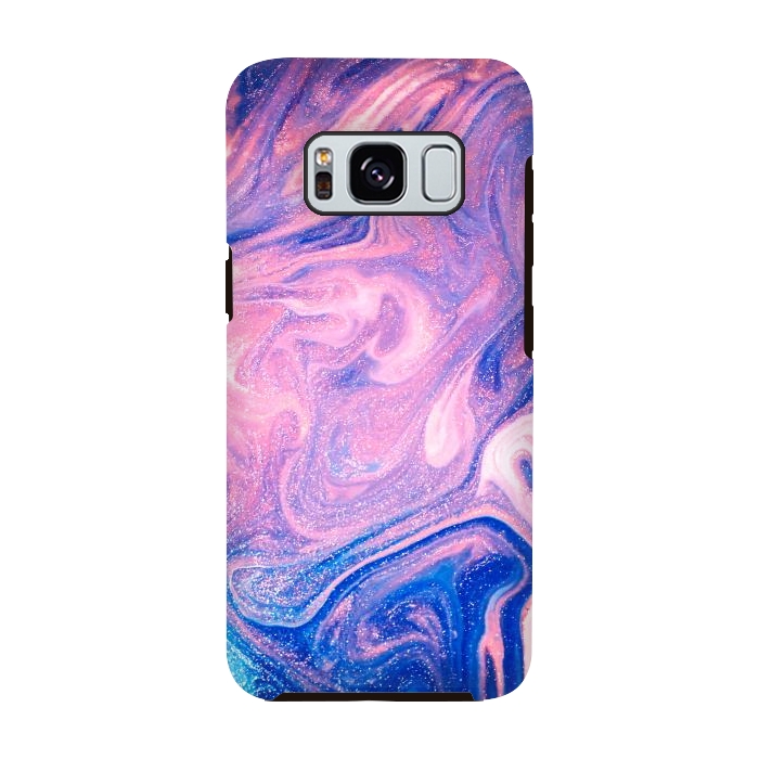 Galaxy S8 StrongFit Pink and Blue Marbling art by ArtsCase