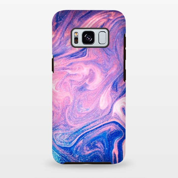 Galaxy S8 plus StrongFit Pink and Blue Marbling art by ArtsCase