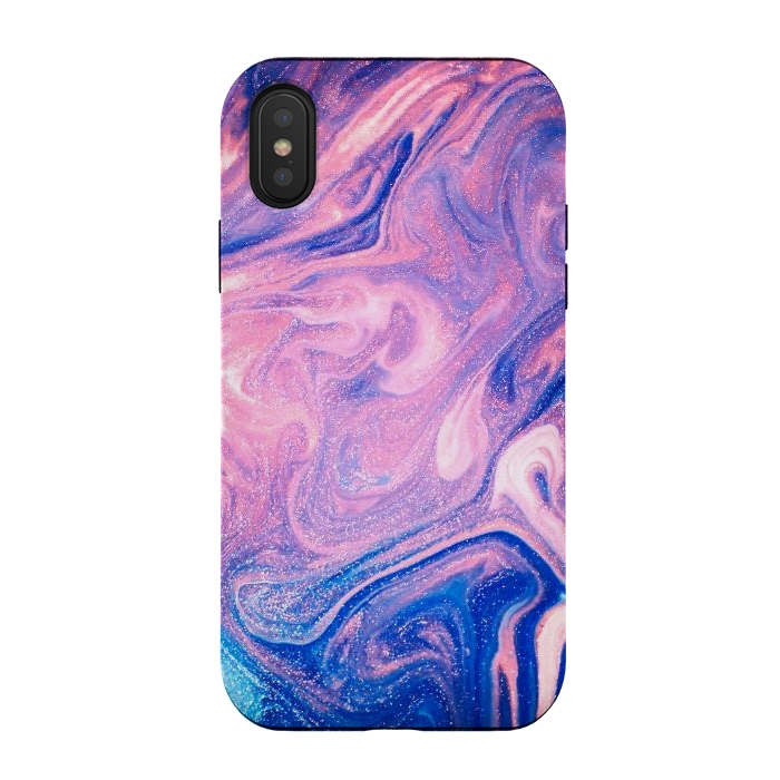 iPhone Xs / X StrongFit Pink and Blue Marbling art by ArtsCase