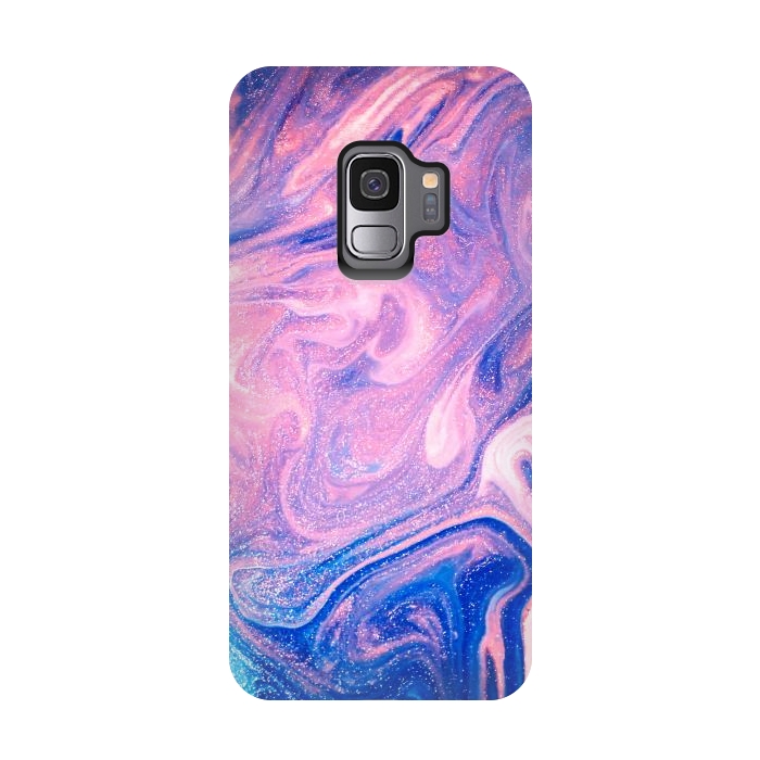 Galaxy S9 StrongFit Pink and Blue Marbling art by ArtsCase