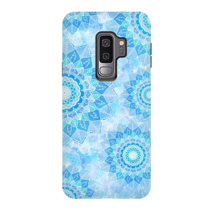 Galaxy S9 plus StrongFit Blue flower mandalas by Jms