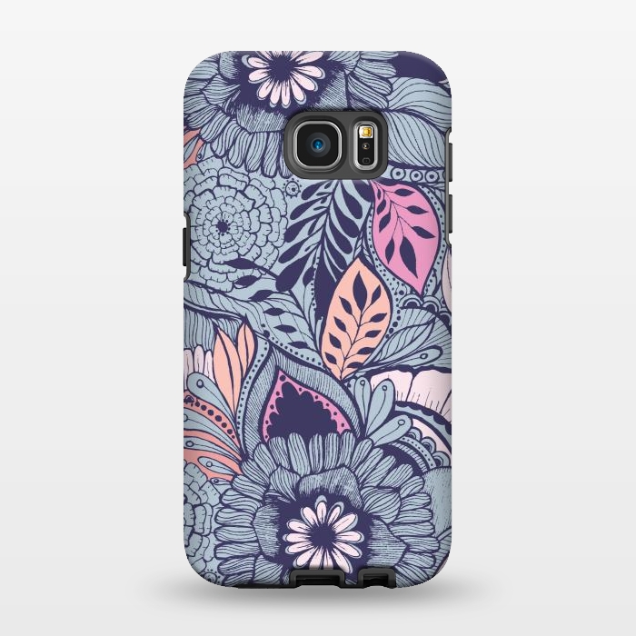 Galaxy S7 EDGE StrongFit Blue Floral by Rose Halsey