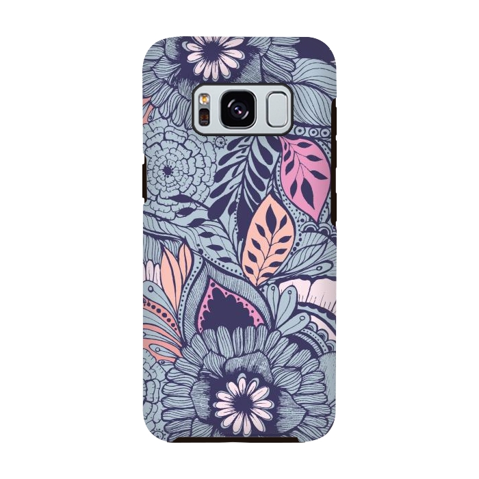 Galaxy S8 StrongFit Blue Floral by Rose Halsey