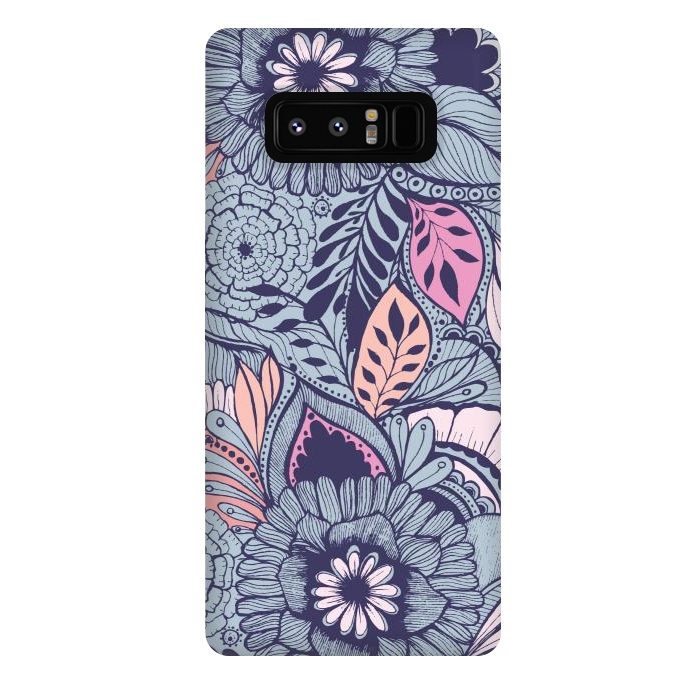 Galaxy Note 8 StrongFit Blue Floral by Rose Halsey