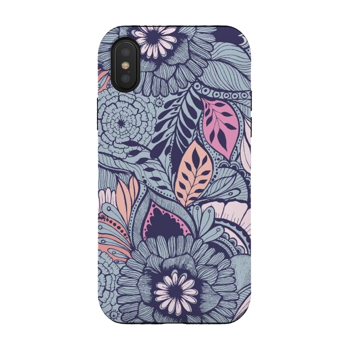 iPhone Xs / X StrongFit Blue Floral by Rose Halsey