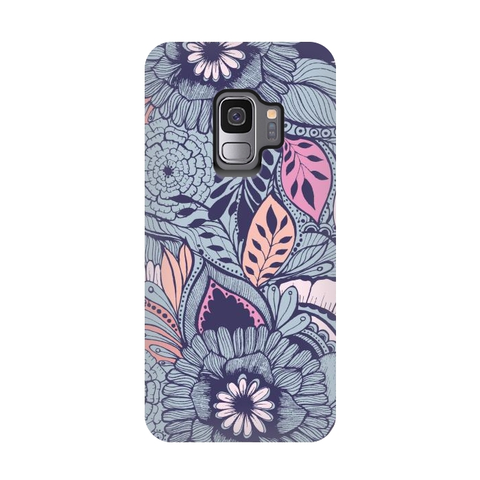 Galaxy S9 StrongFit Blue Floral by Rose Halsey