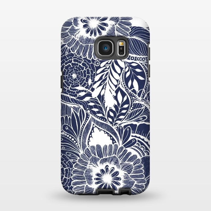 Galaxy S7 EDGE StrongFit BlueFlorals by Rose Halsey