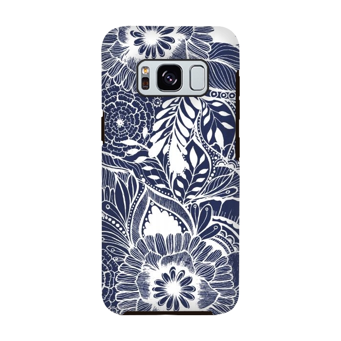 Galaxy S8 StrongFit BlueFlorals by Rose Halsey