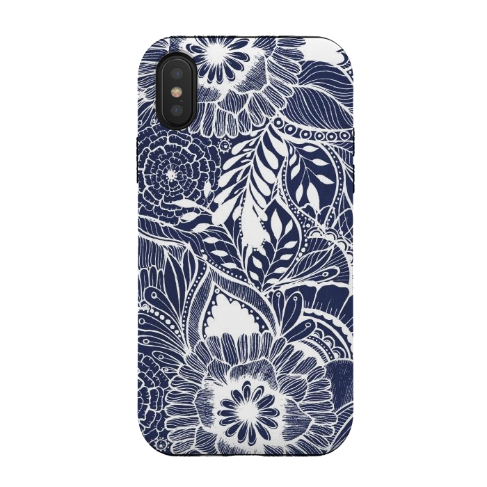 iPhone Xs / X StrongFit BlueFlorals by Rose Halsey