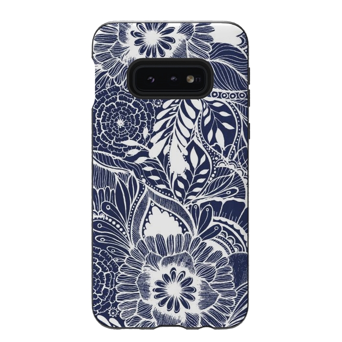 Galaxy S10e StrongFit BlueFlorals by Rose Halsey