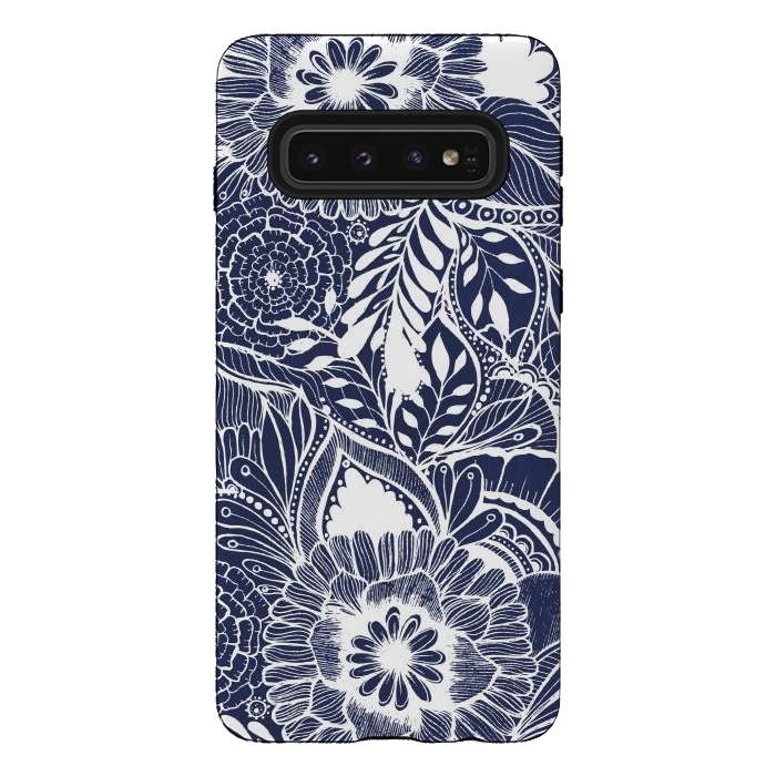 Galaxy S10 StrongFit BlueFlorals by Rose Halsey