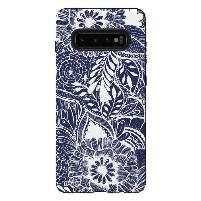 Galaxy S10 plus StrongFit BlueFlorals by Rose Halsey