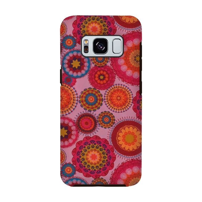 Galaxy S8 StrongFit scattered mosaics in magenta by ArtsCase