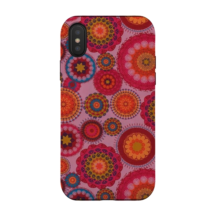 iPhone Xs / X StrongFit scattered mosaics in magenta by ArtsCase