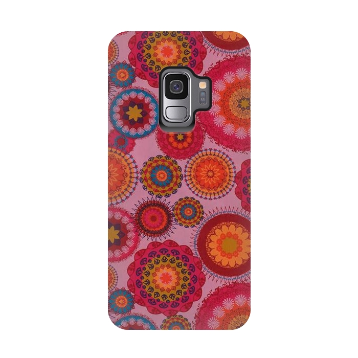 Galaxy S9 StrongFit scattered mosaics in magenta by ArtsCase