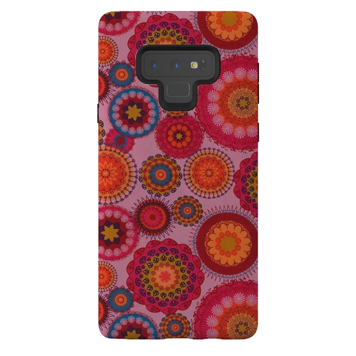 Galaxy Note 9 StrongFit scattered mosaics in magenta by ArtsCase