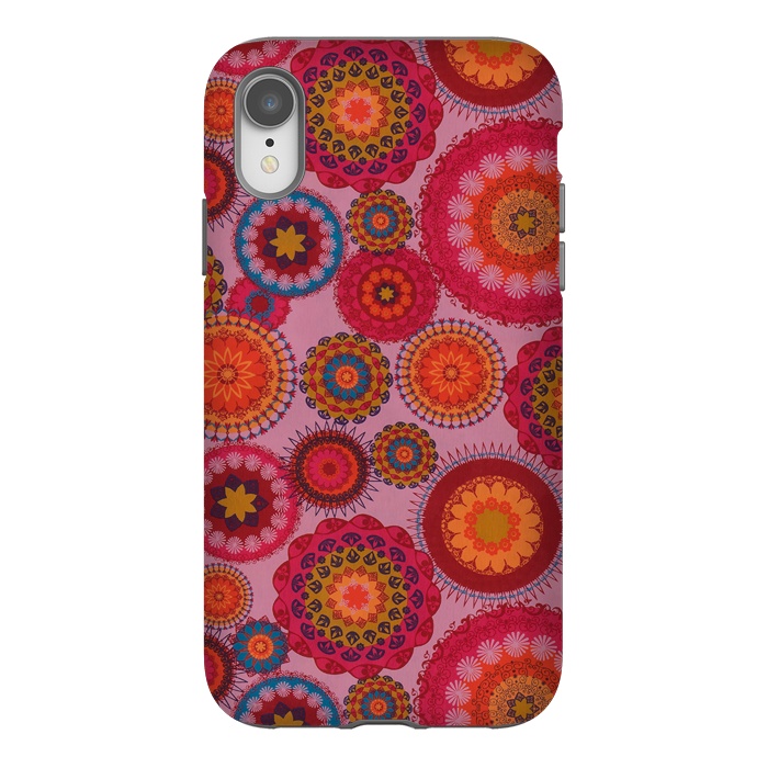 iPhone Xr StrongFit scattered mosaics in magenta by ArtsCase