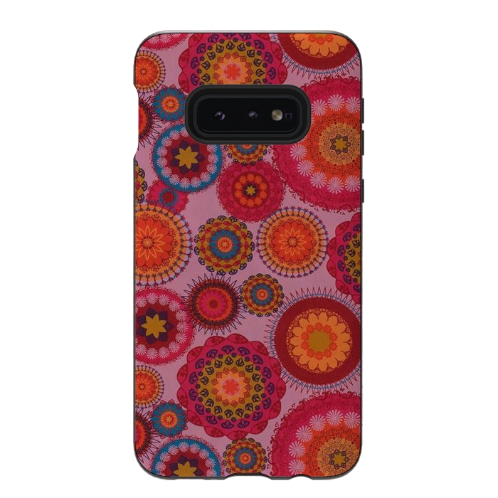 Galaxy S10e StrongFit scattered mosaics in magenta by ArtsCase