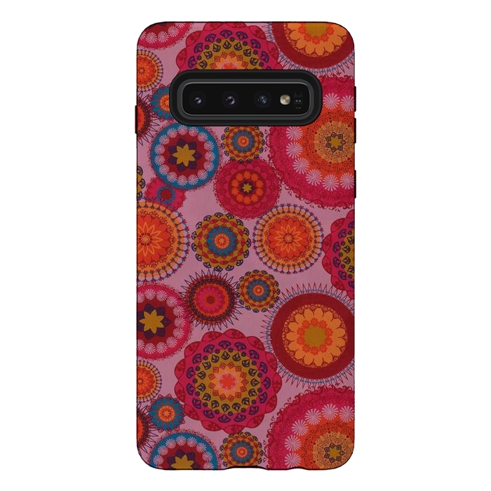 Galaxy S10 StrongFit scattered mosaics in magenta by ArtsCase