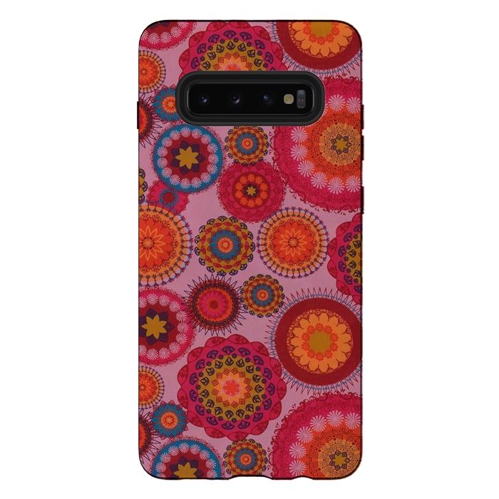 Galaxy S10 plus StrongFit scattered mosaics in magenta by ArtsCase