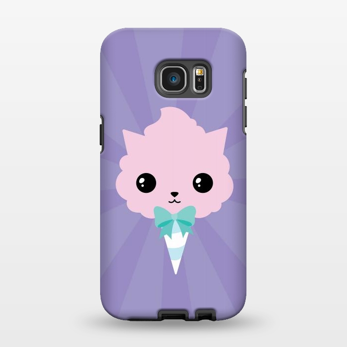 Galaxy S7 EDGE StrongFit Cotton candy cat by Laura Nagel