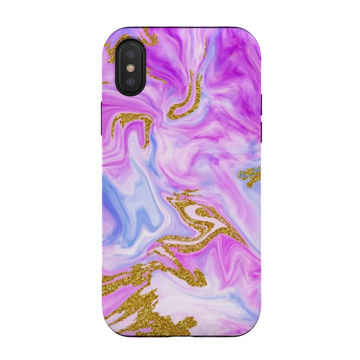 iPhone Xs / X StrongFit liquid marble with gold accents by ArtsCase