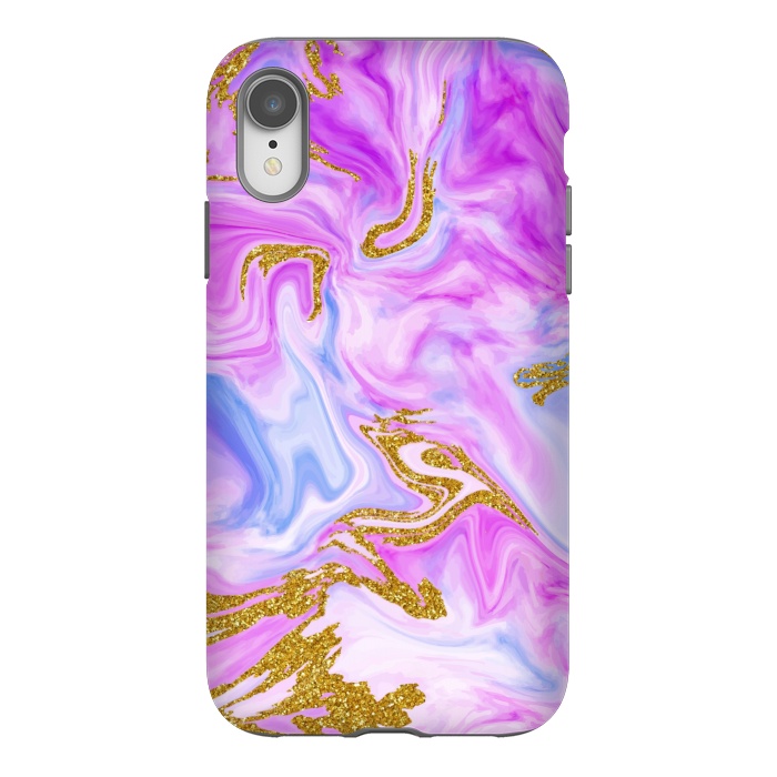iPhone Xr StrongFit liquid marble with gold accents by ArtsCase