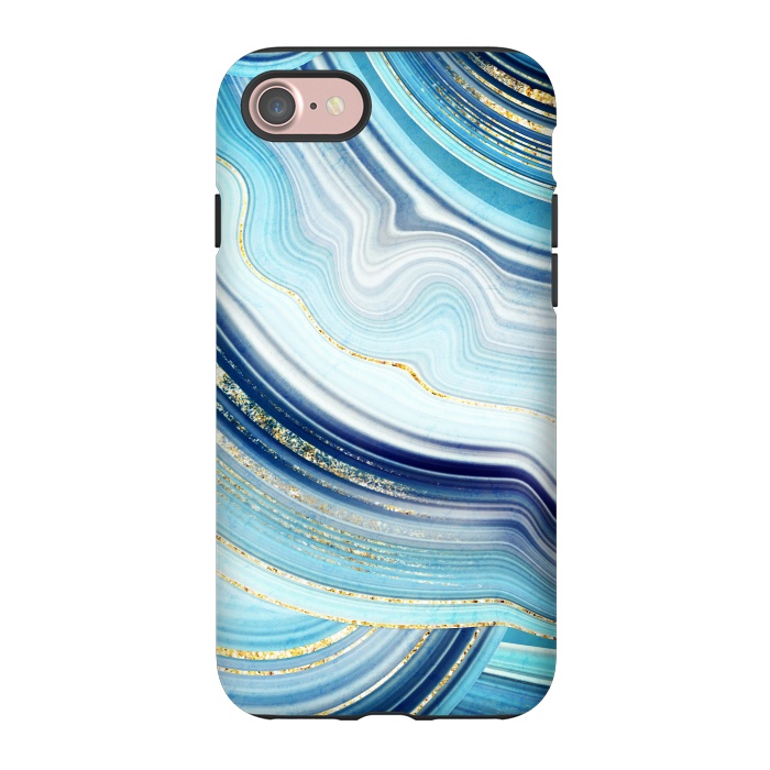 iPhone 7 StrongFit Marble Design with gold veins, painted artificial marbled by ArtsCase